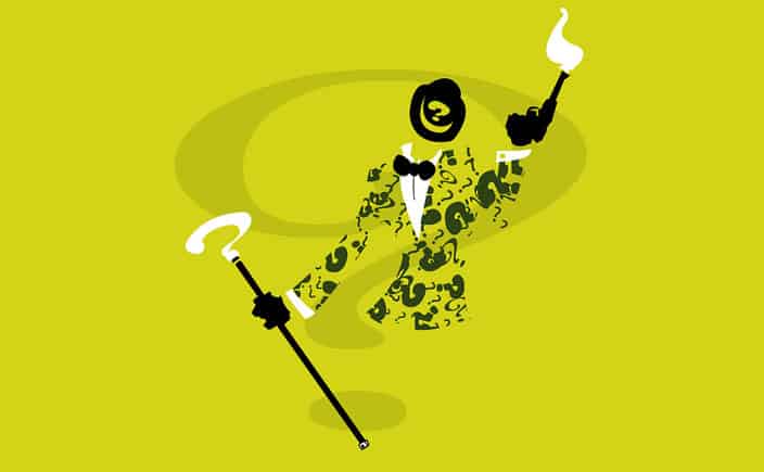 An illustration of the Riddler character from the Batman comic books