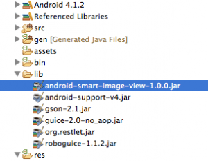 SmartImageView jar in lib Adding the SmartImageView JAR file to the lib directory