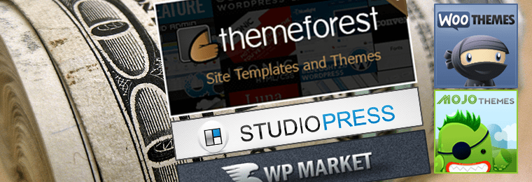 Logos of the top WordPress theme marketplaces where you can make money selling your themes