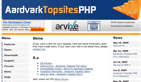 aardvark topsites php script open source library