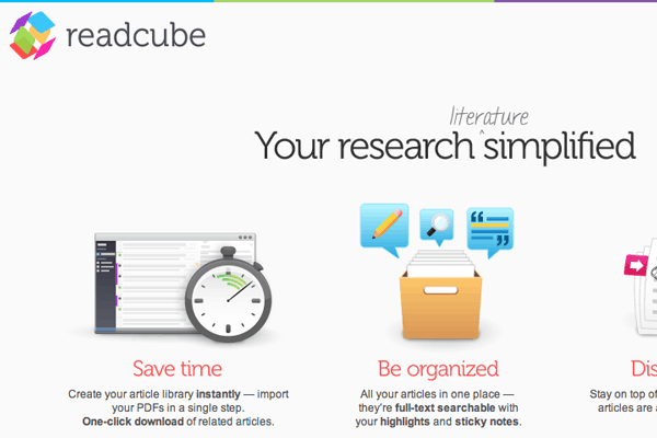 readcube startup homepage website design icons listing