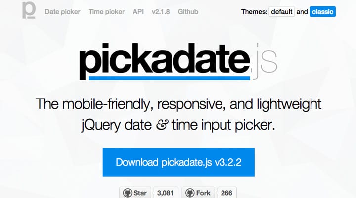 pickadatejs jquery plugin open source preview picker