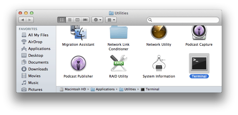 find file in mac terminal