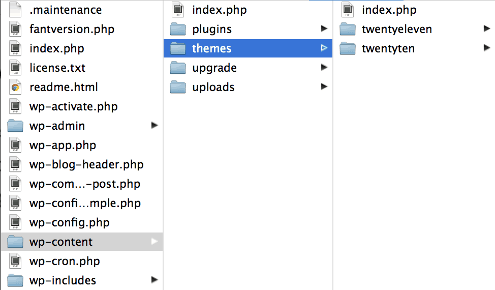 Screenshot showing path to the themes folder