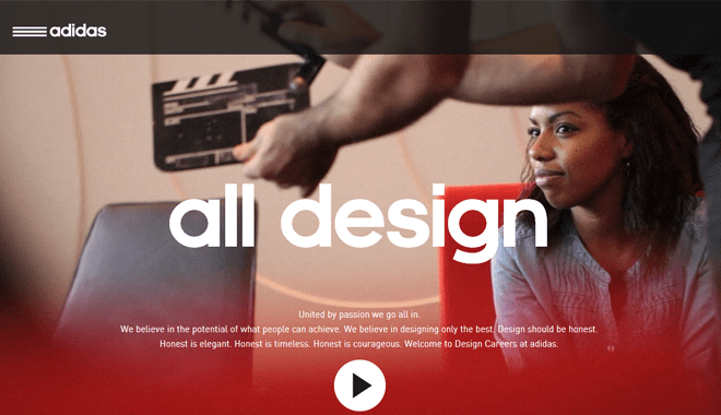 Adidas Design Studio website layout 2012