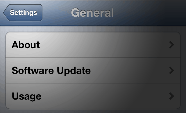 A screenshot of the arrow-like settings button in iOS.