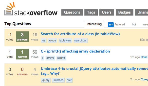 stack overflow homepage frontpage questions answers