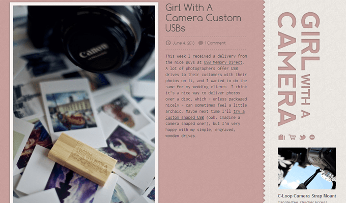fixed sidebar navigation links girl camera blog
