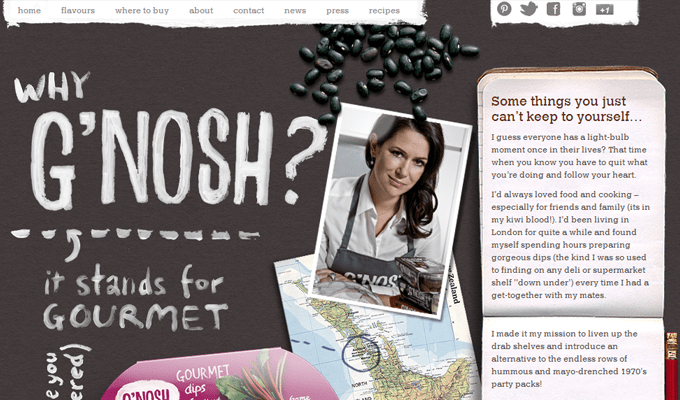 gnosh website header fixed layout inspiration