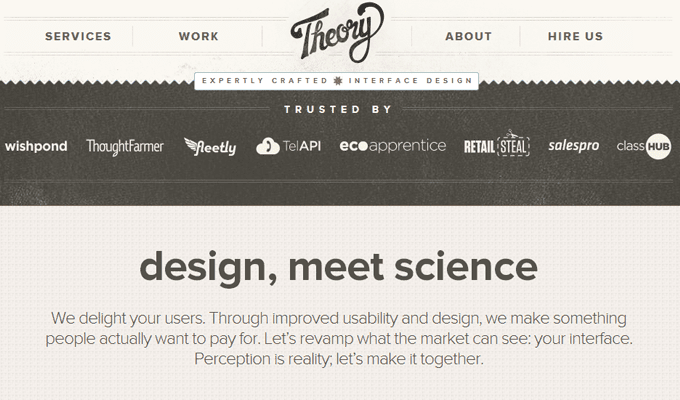 theory website design fixed navigation