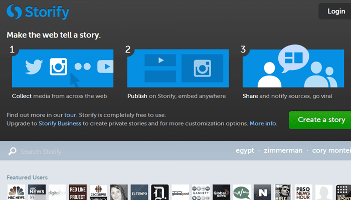 storify icons homepage startup