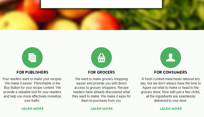 green icons plenishable homepage features
