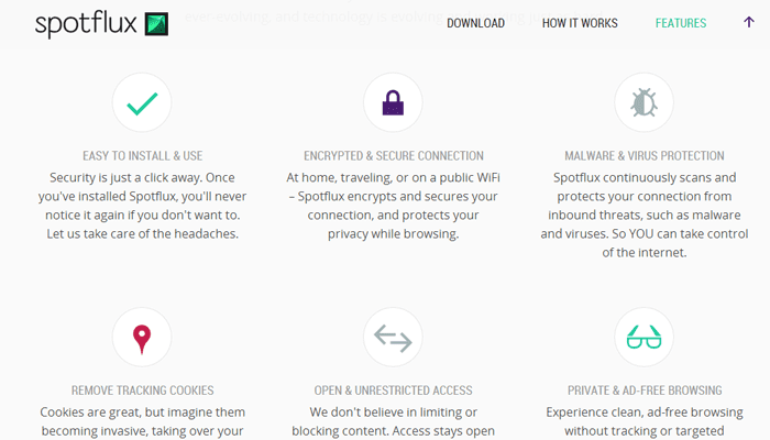 feature icons spotflux website layout inspiring design