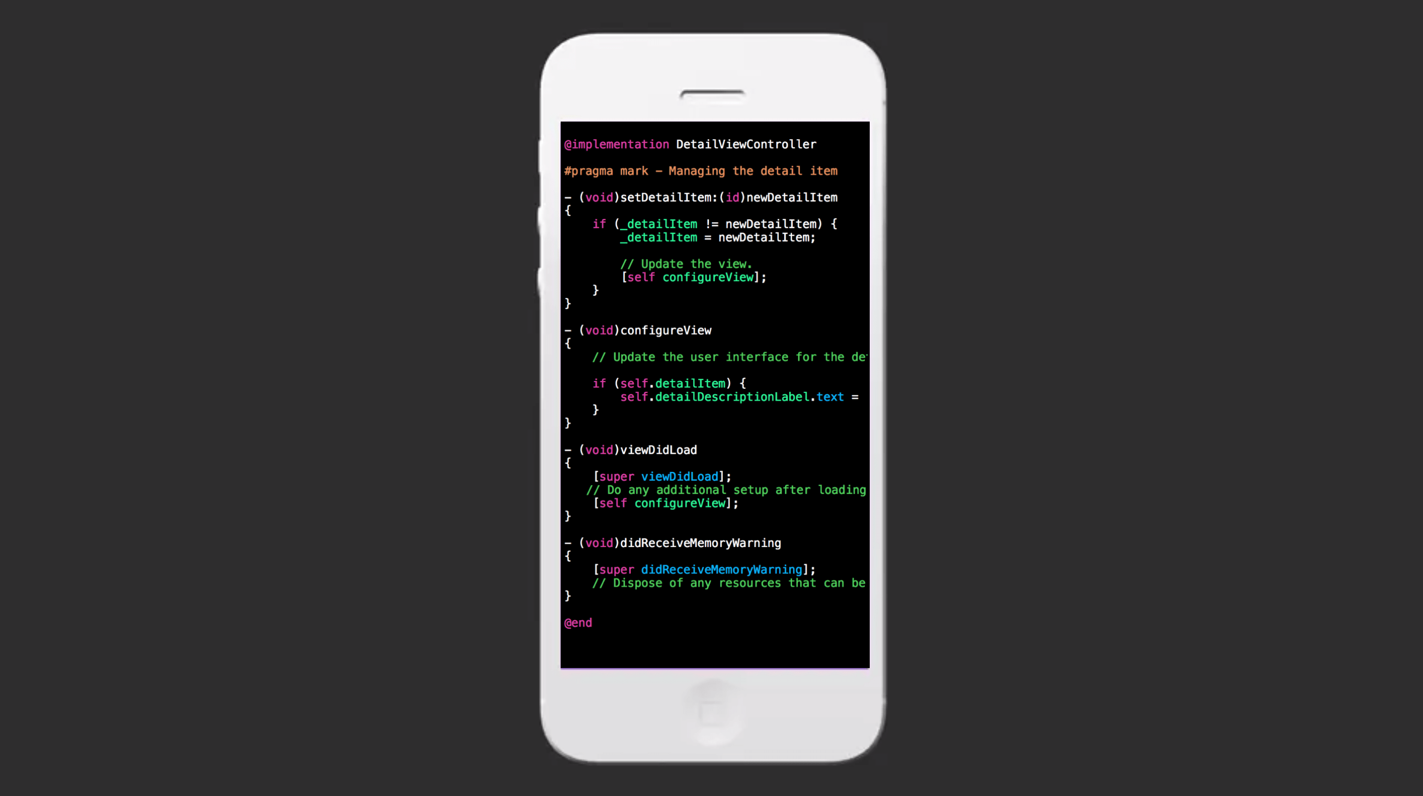 Objective-C on iPhone Screen