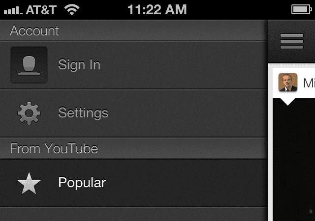 mobile iphone ios app youtube interface