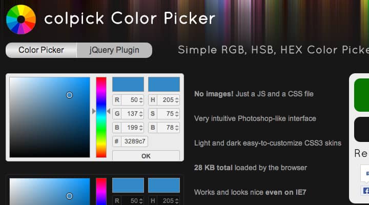 colpick open source color picker plugin preview