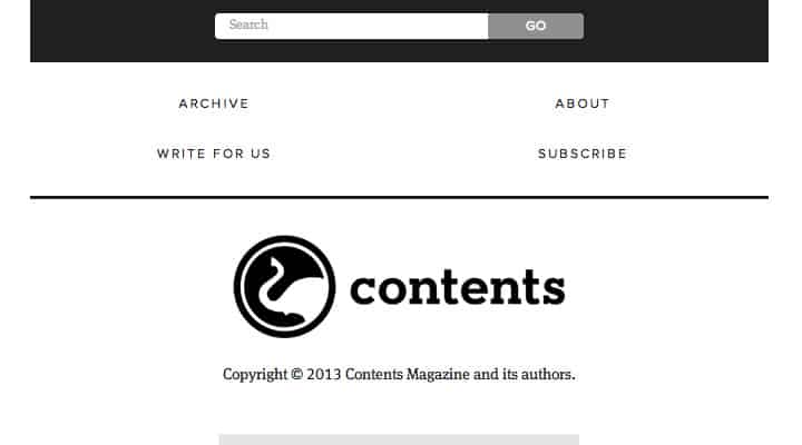 responsive navigation website design contents magazine footer ui