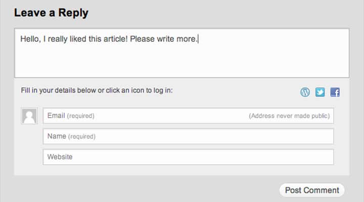 jetpack plugin comments field wordpress screenshot