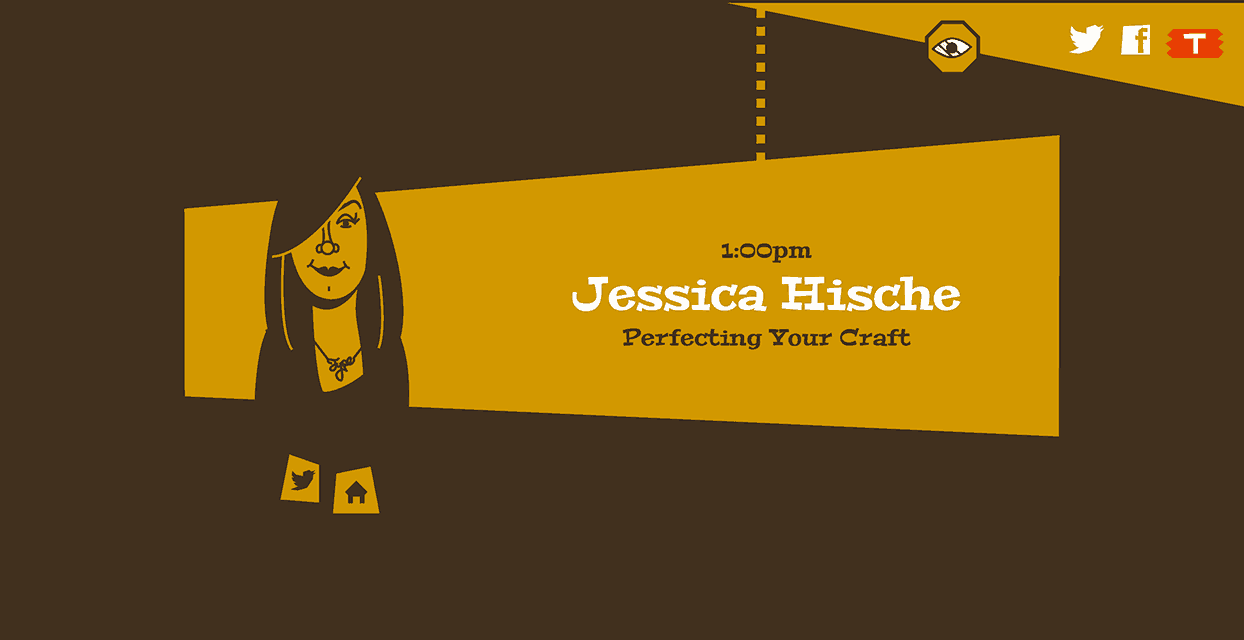 This is a screenshot of the website http://stopvisualpollution.com/ that features an illustration of Jessica Hische.