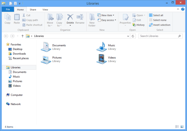 This is a screenshot of File Explorer in Windows 8.