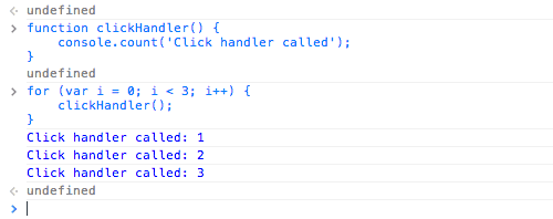 Using console.count() to count function calls.