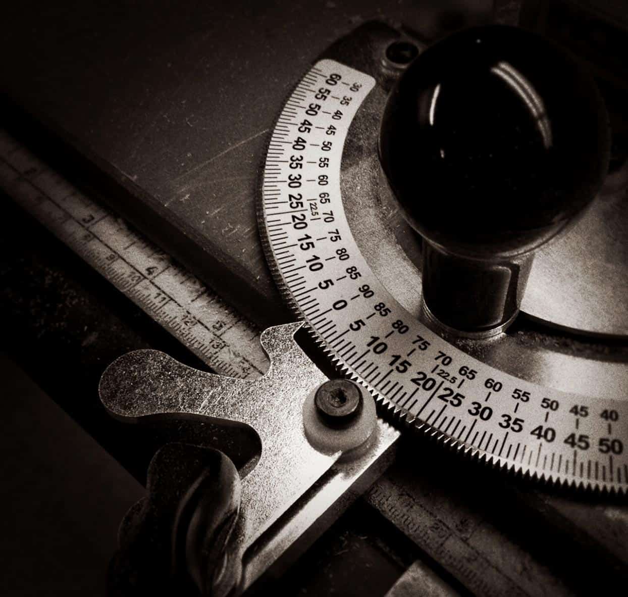Photograph of a measuring device in a woodshop.