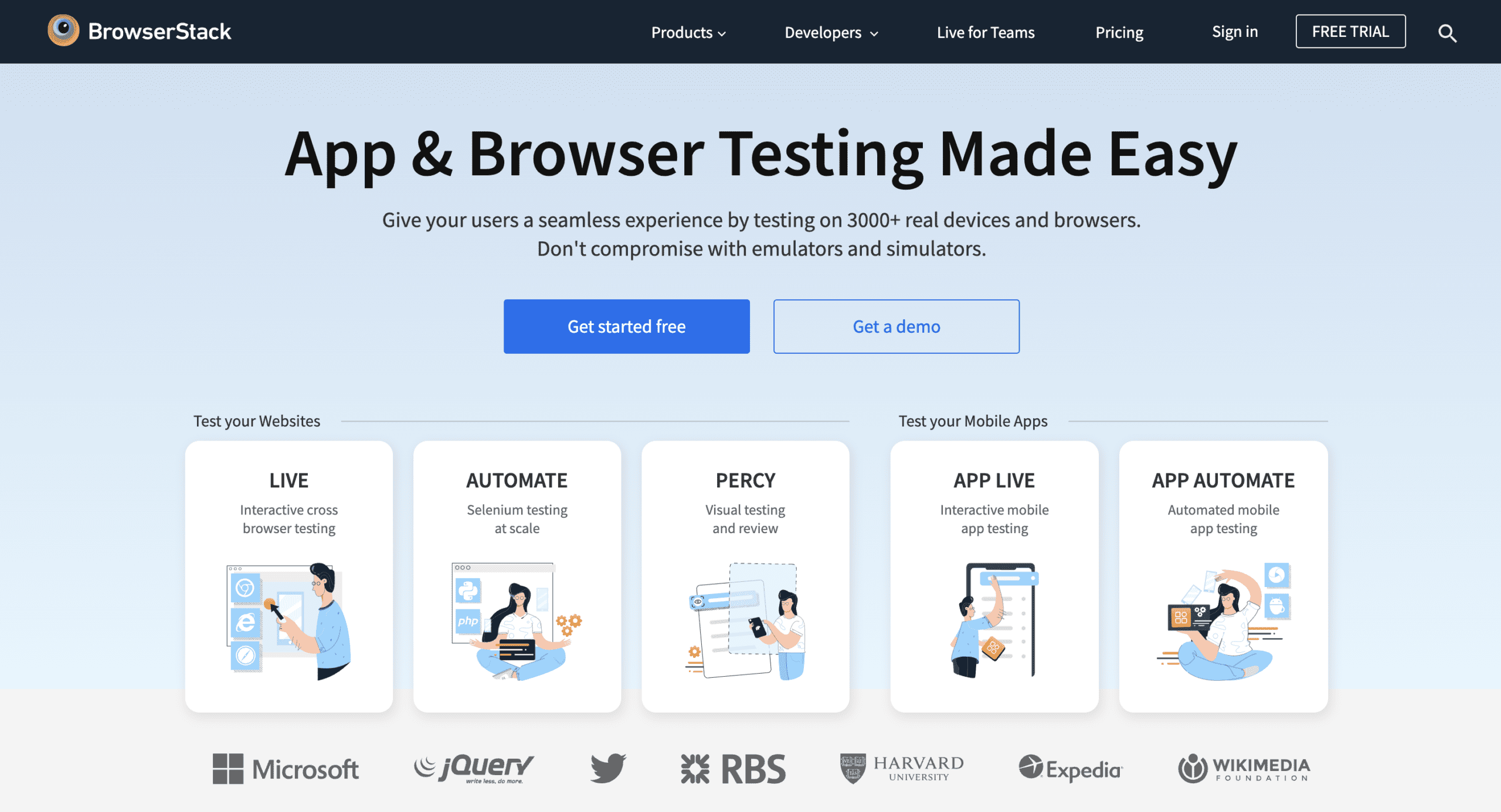 A screenshot of BrowserStack.com