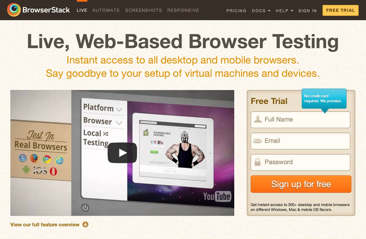 Screenshot of http://www.browserstack.com/