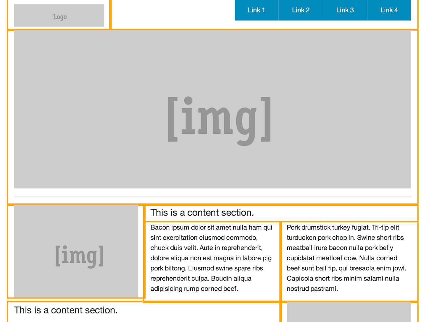 Screenshot of the HTML template available at http://foundation.zurb.com/templates/banded.html