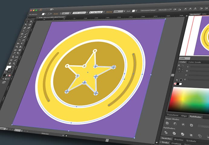 Screenshot of Adobe Illustrator being used for optimizing images by creating SVGs.