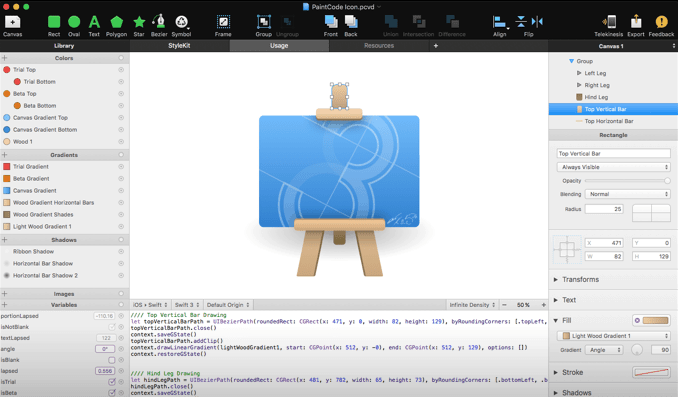 PaintCode, prototyping tool that generates Swift code from vector files