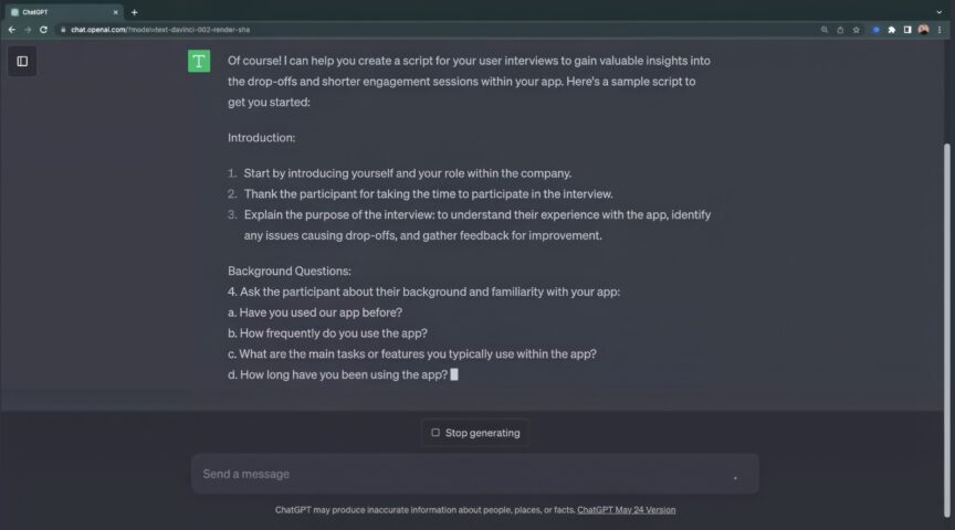 Assist with Usability Testing Materials with ChatGPT