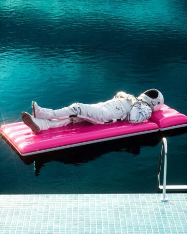 astronaut in a pool